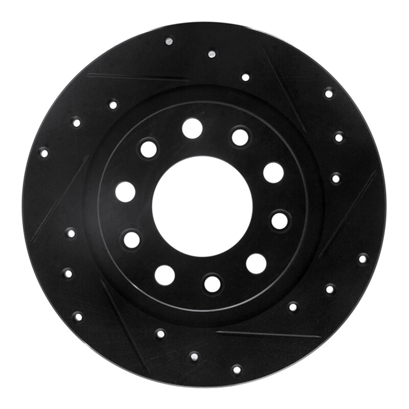 Dodge Viper Brake Rotor (1) - Rear Right - R1 Concepts - Drilled & Slotted - Black - `03-`17